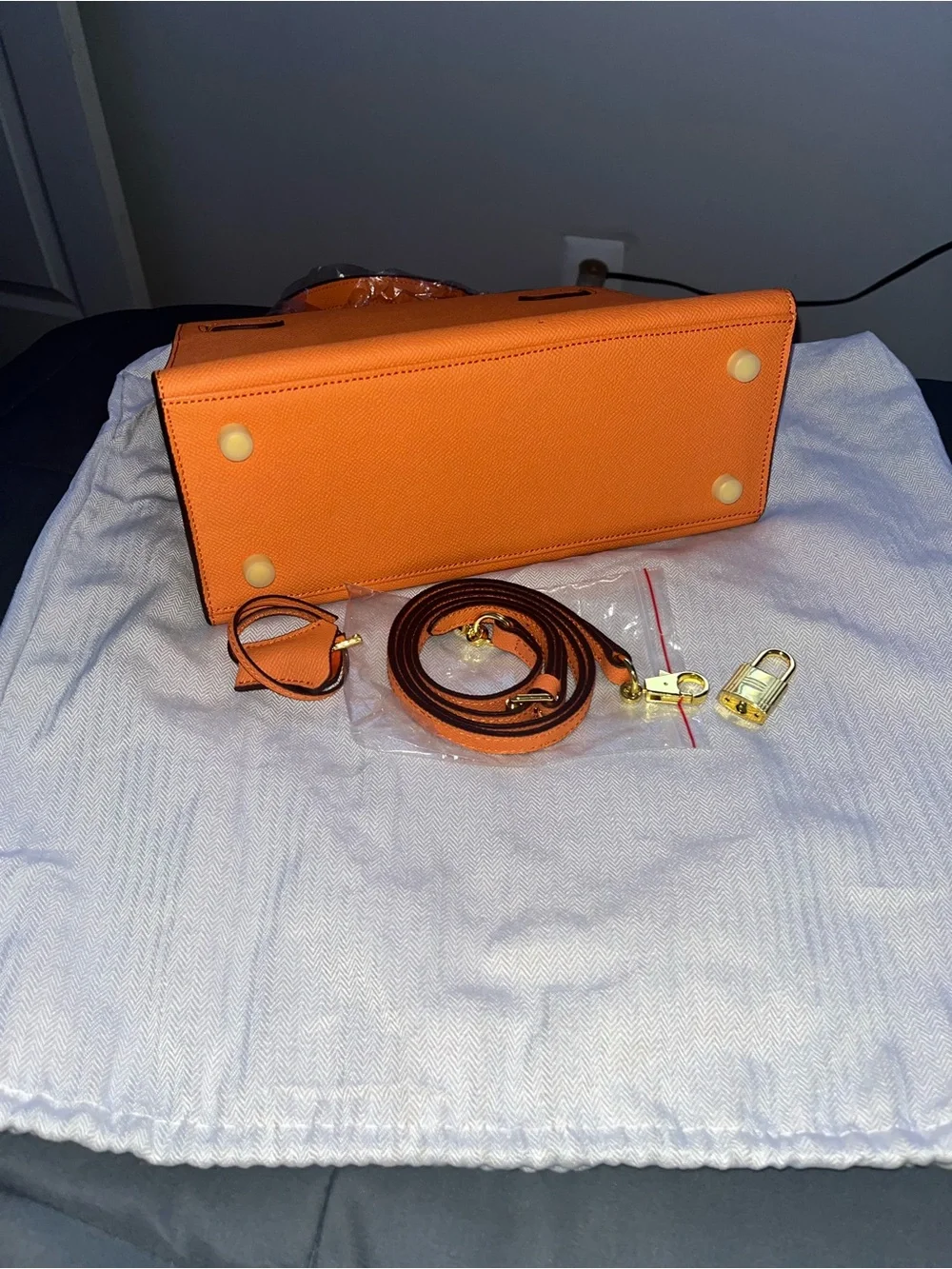 Orange Top-Handle Women’s Bag with Gold Hardware